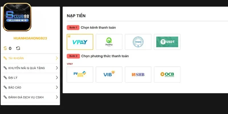 Rút Tiền Sclub88 - Hướng Dẫn Nhận Thưởng Nhanh Trong Tích Tắc 1 Nhận lợi nhuận qua tài khoản ngân hàng liên kết